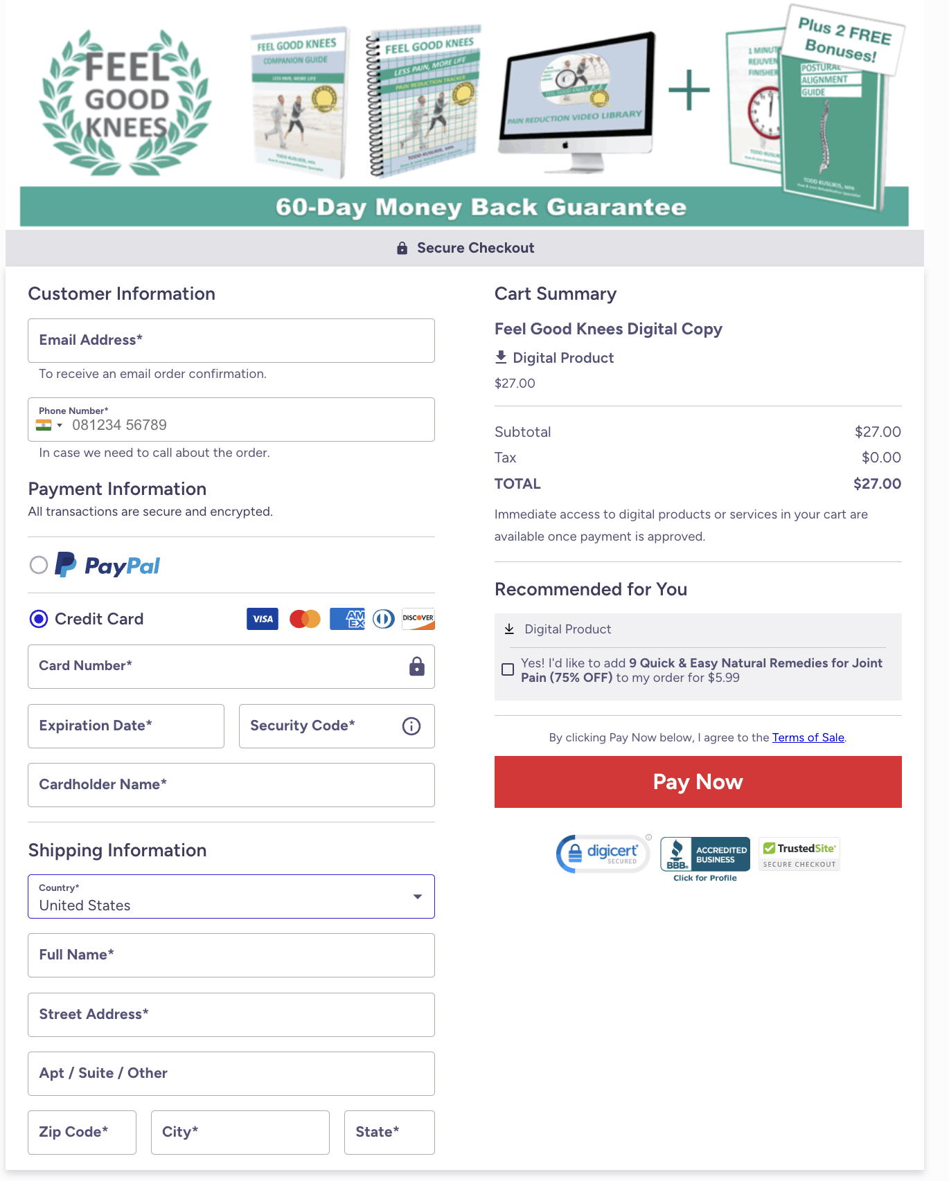 Feel Good Knees- Checkout